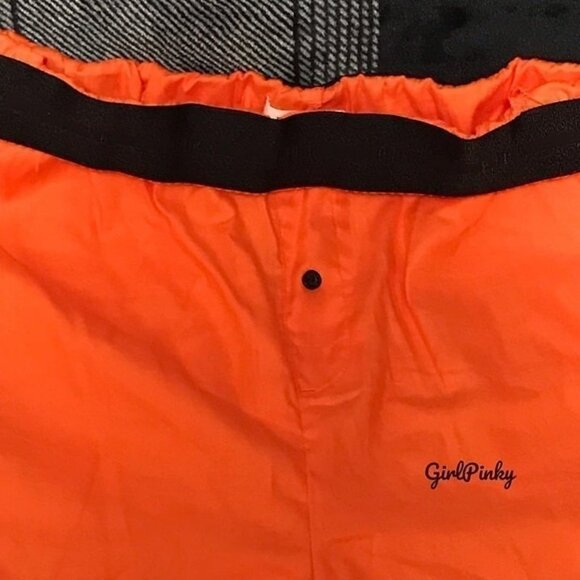 victoria secrets PINK PJ FLANNEL PANTS “HANDSIE” HALOGEN ORANGE SIZE LARGE - Picture 8 of 9